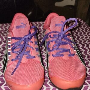Puma Pink Sneakers with Purple Laces